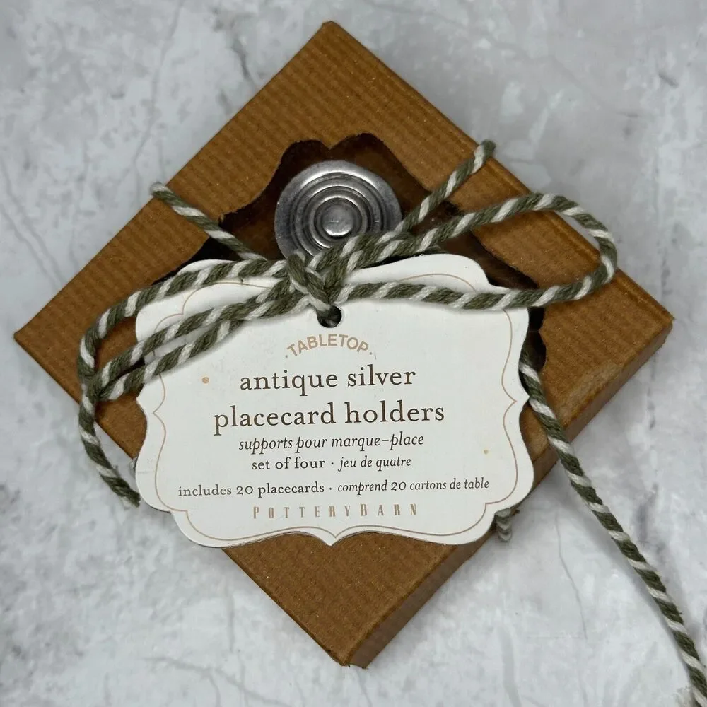 Pottery Barn Antique look Silver placecard holders